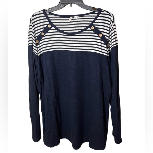 Cato Women’s Striped Long Sleeve Plus Size Sweater - Picture 1 of 5